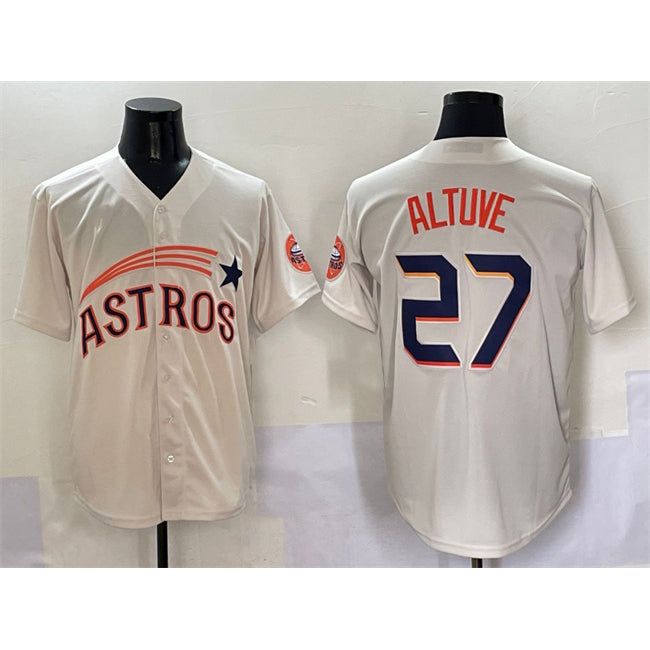 Houston Astros #27 Jose Altuve Cream Throwback Cooperstown Collection Limited Stitched Baseball Jersey