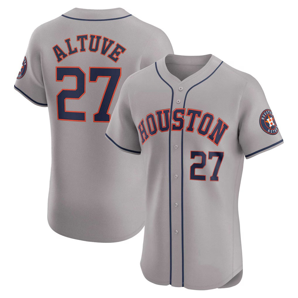 Houston Astros #27 Jose Altuve Gray Road Elite Player Baseball Jersey