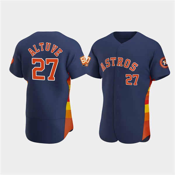 Houston Astros #27 Jose Altuve Navy 60th Anniversary Flex Base Stitched Baseball Jersey