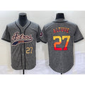 Houston Astros #27 Jose Altuve Number Grey Gridiron Cool Base Stitched Baseball Jersey