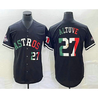 Houston Astros #27 Jose Altuve Number Mexico Black Cool Base Stitched Baseball Jersey