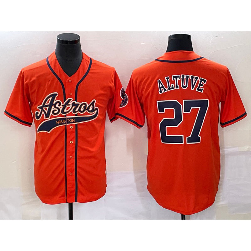Houston Astros #27 Jose Altuve Orange With Patch Cool Base Stitched Baseball Jersey