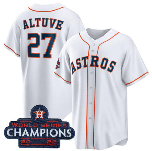 Houston Astros #27 Jose Altuve White 2022 World Series Champions Home Stitched Baseball Jersey