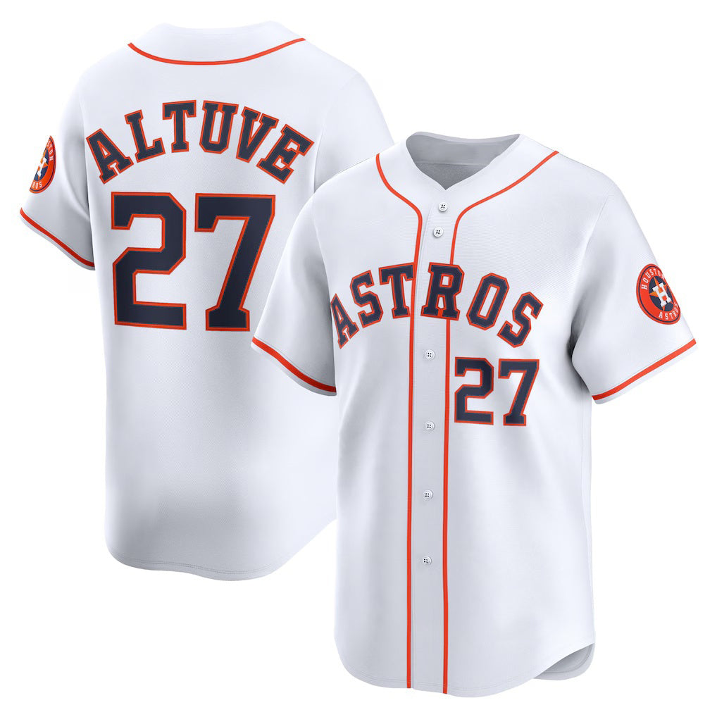Houston Astros #27 Jose Altuve White Home Limited Player Baseball Jersey
