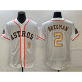 Houston Astros #2 Alex Bregman Number 2023 White Gold World Serise Champions Patch Flex Base Stitched Baseball Jersey
