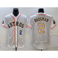 Houston Astros #2 Alex Bregman Number 2023 White Gold World Serise Champions Patch Flex Base Stitched Baseball Jersey