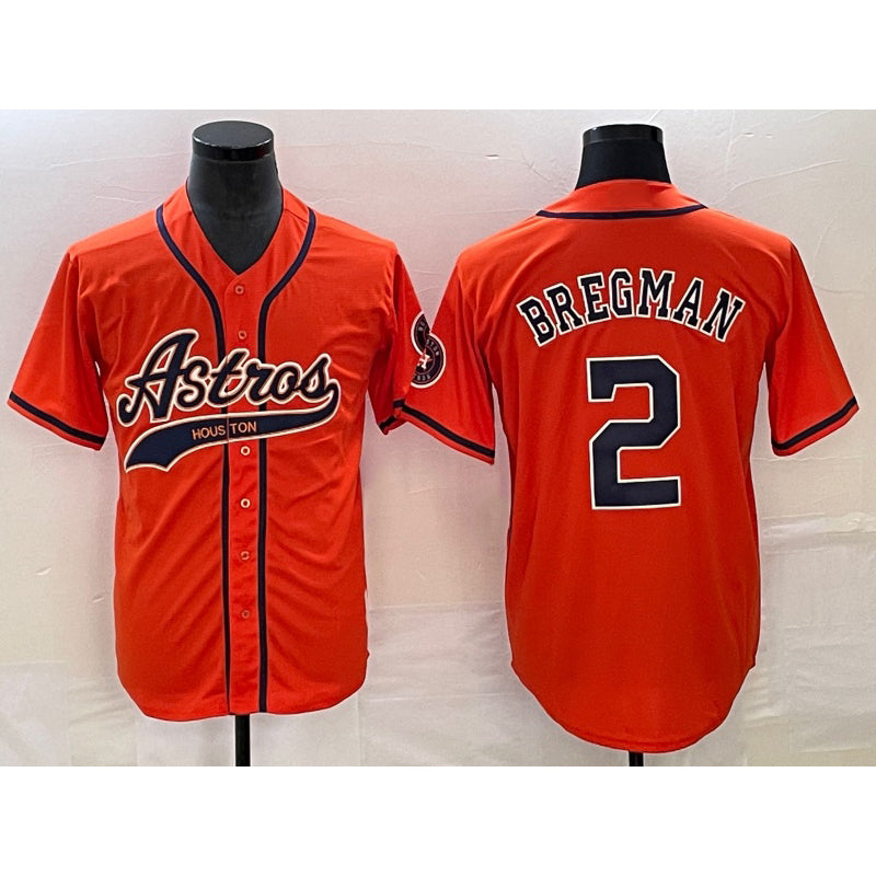 Houston Astros #2 Alex Bregman Orange With Patch Cool Base Stitched Baseball Jersey