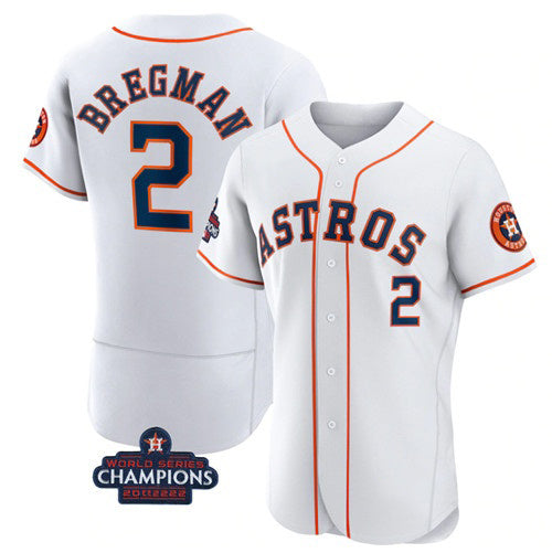 Houston Astros #2 Alex Bregman White 2022 World Series Champions Flex Base Stitched Baseball Jersey