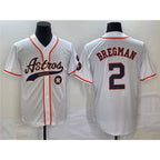 Houston Astros #2 Alex Bregman White With Patch Cool Base Stitched Baseball Jersey