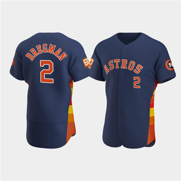 Houston Astros #2 Jose Altuve Navy 60th Anniversary Flex Base Stitched Baseball Jersey