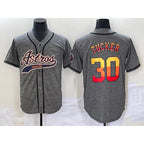 Houston Astros #30 Kyle Tucker Grey Gridiron Cool Base Stitched Baseball Jersey