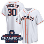 Houston Astros #30 Kyle Tucker White 2022 World Series Champions Home Stitched Baseball Jersey