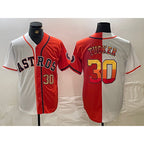 Houston Astros #30 Kyle Tucker White Orange Split Stitched Baseball Jersey