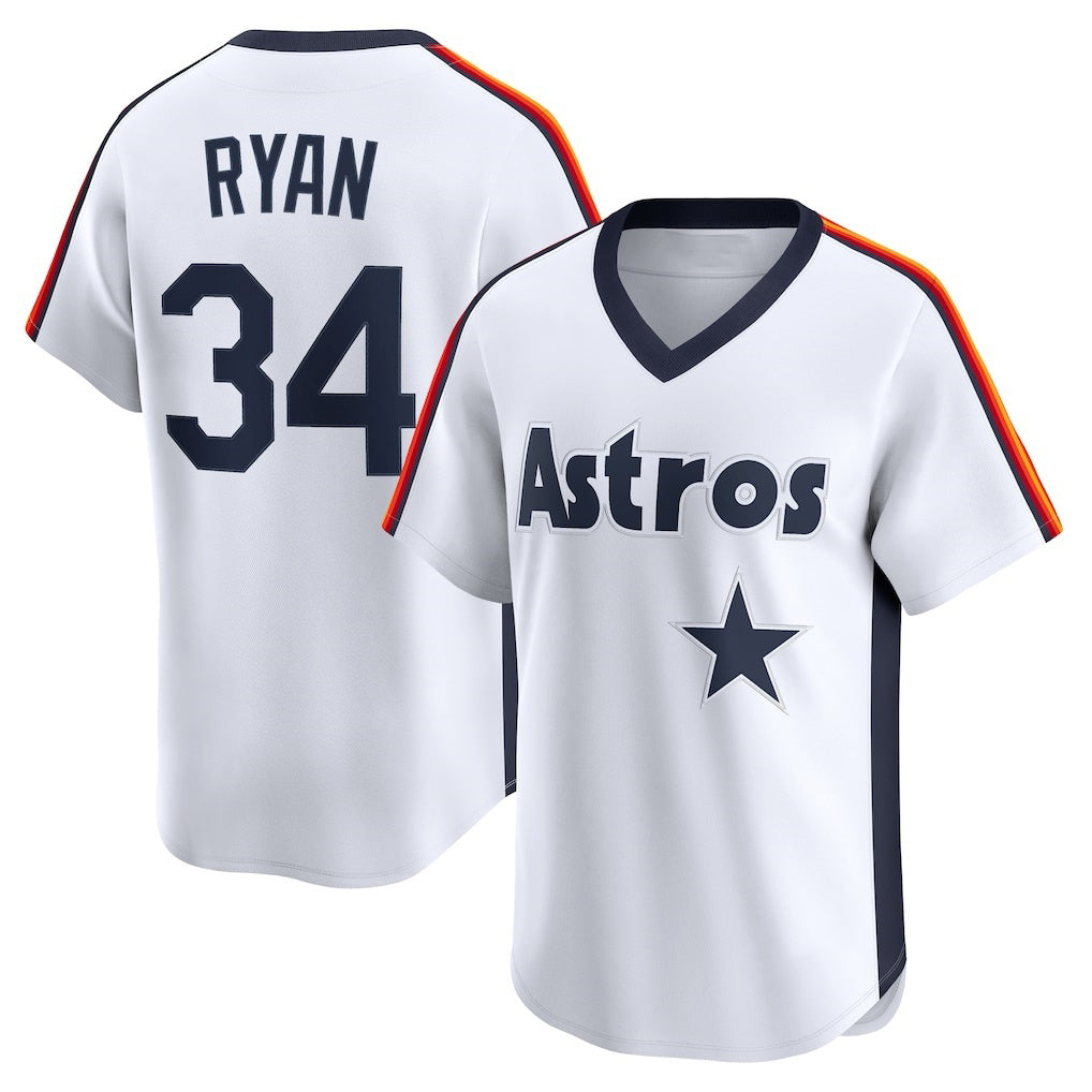 Houston Astros #34 Nolan Ryan White Throwback Cooperstown Collection Limited Baseball Jersey