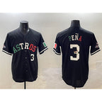 Houston Astros #3 Jeremy Pena Black Mexico With World Serise Champions Patch Cool Base Stitched Baseball Jersey