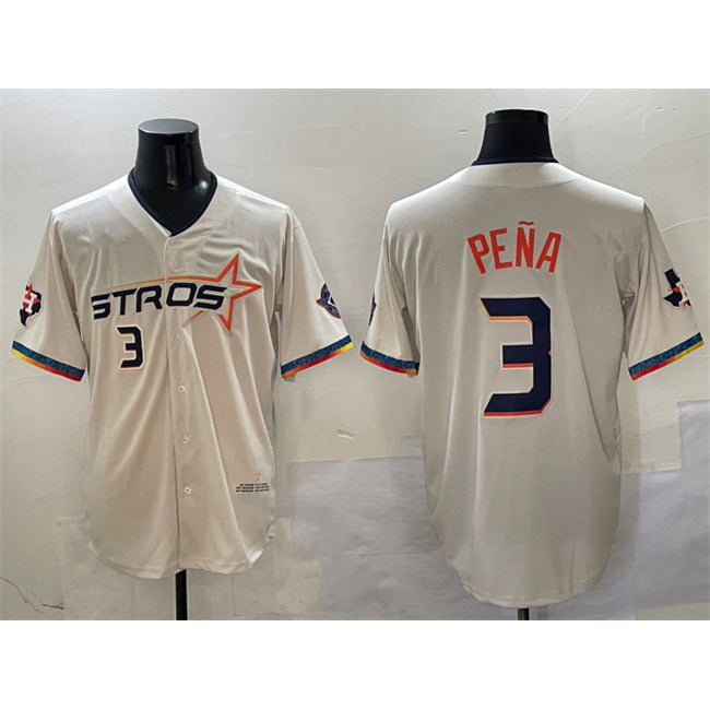 Houston Astros #3 Jeremy Pena Cream 2025 City Connect With Texas Patch Limited Stitched Baseball Jersey