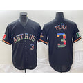 Houston Astros #3 Jeremy Pena Number Black Rainbow World Serise Champions Patch Cool Base Stitched Baseball Jersey
