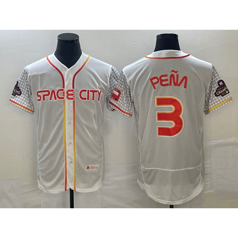 Houston Astros #3 Jeremy Pena Number White 2023 City Connect Flex Base Stitched Baseball Jersey