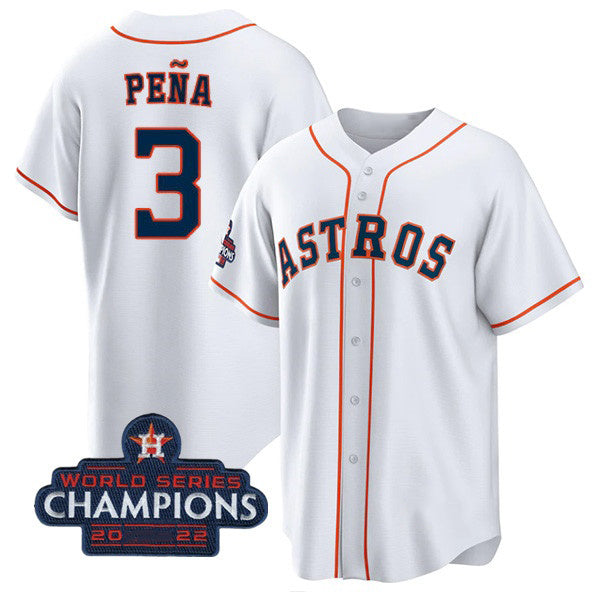 Houston Astros #3 Jeremy Pena White 2022 World Series Champions Cool Base Stitched Baseball Jersey