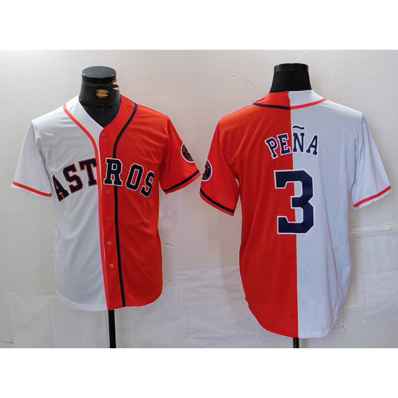 Houston Astros #3 Jeremy Pena White Orange Split Stitched Baseball Jersey