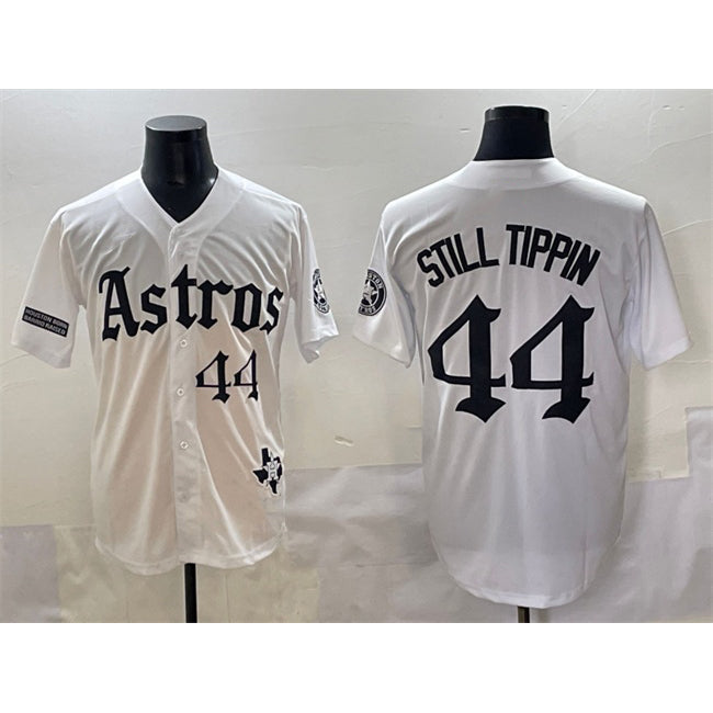 Houston Astros #44 Still Tippin White Gothic 'Houston Born Barrio Raised' Limited Stitched Baseball Jersey