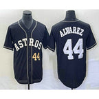 Houston Astros #44 Yordan Alvarez Number Black Cool Base Stitched Baseball Jersey