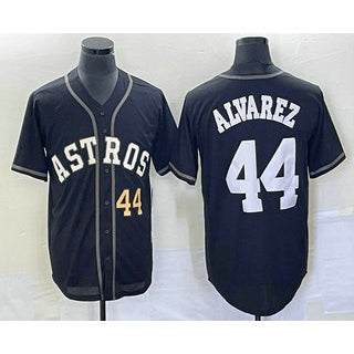 Houston Astros #44 Yordan Alvarez Number Black Cool Base Stitched Baseball Jersey