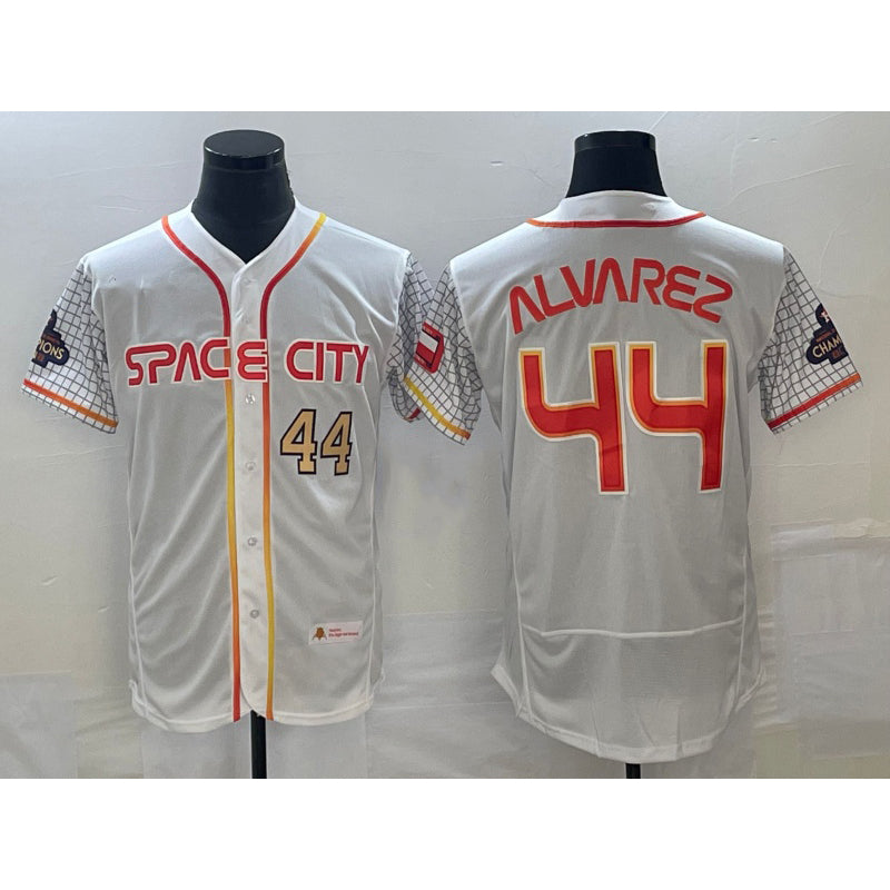 Houston Astros #44 Yordan Alvarez Number White 2023 City Connect Flex Base Stitched Baseball Jersey