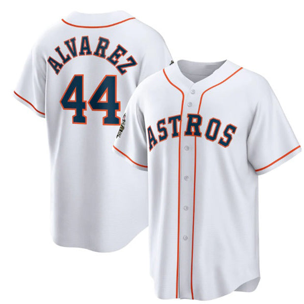 Houston Astros #44 Yordan Alvarez White 2022 World Series Home Stitched Baseball Jersey