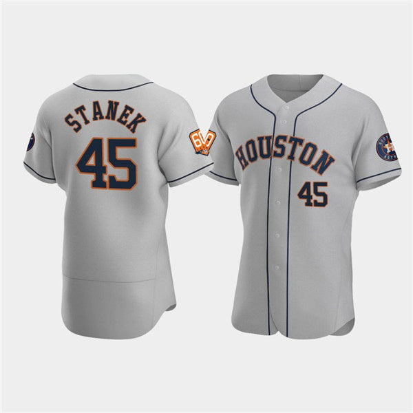 Houston Astros #45 Ryne Stanek Gray 60th Anniversary Flex Base Stitched Baseball Jersey