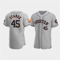 Houston Astros #45 Ryne Stanek Gray 60th Anniversary Flex Base Stitched Baseball Jersey