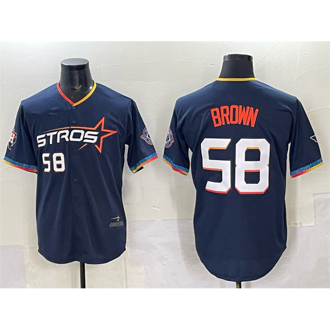 Houston Astros #58 Hunter Brown Navy 2025 City Connect Limited Stitched Baseball Jersey