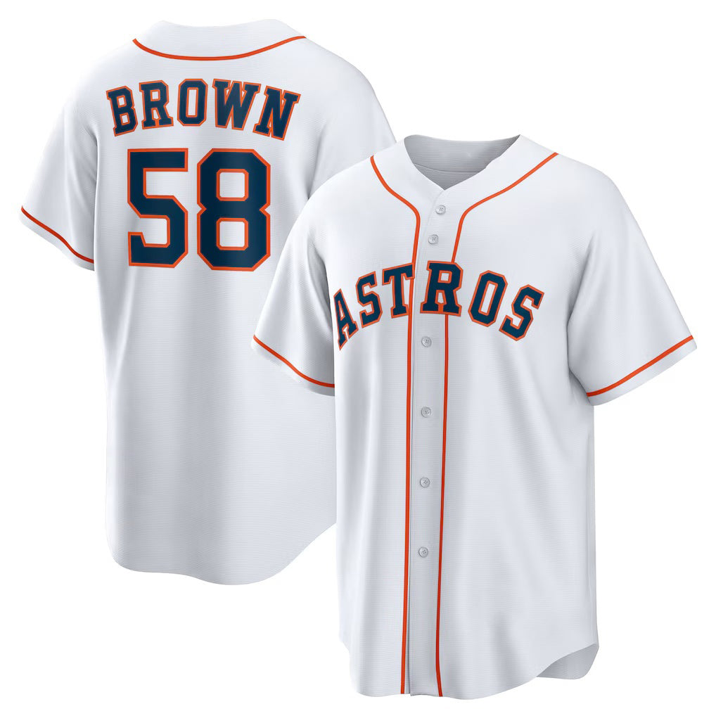 Houston Astros #58 Hunter Brown White Home Replica Baseball Jersey