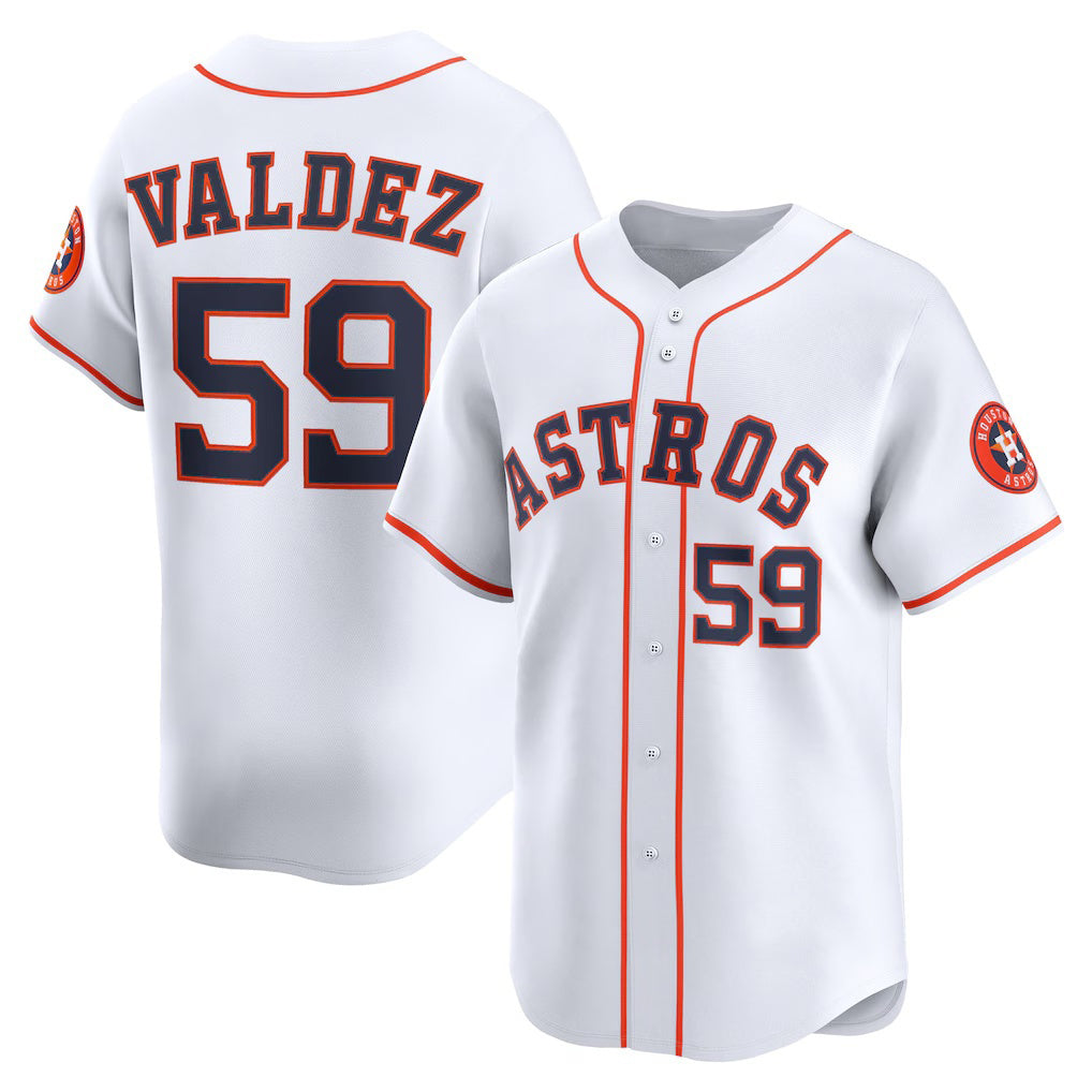 Houston Astros #59 Framber Valdez White Home Limited Player Baseball Jersey