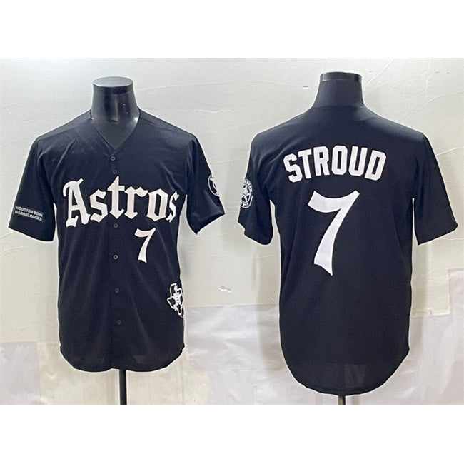 Houston Astros #7 C.J. Stroud Black Gothic 'Houston Born Barrio Raised' Limited Stitched Baseball Jersey