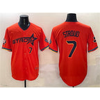 Houston Astros #7 C.J. Stroud Orange 2025 City Connect With Texas Patch Limited Stitched Baseball Jerse