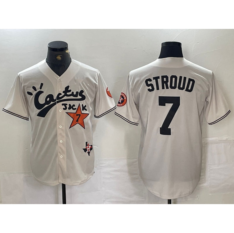 Houston Astros #7 CJ Stroud Cream Cactus Jack Cool Baseball Jerse