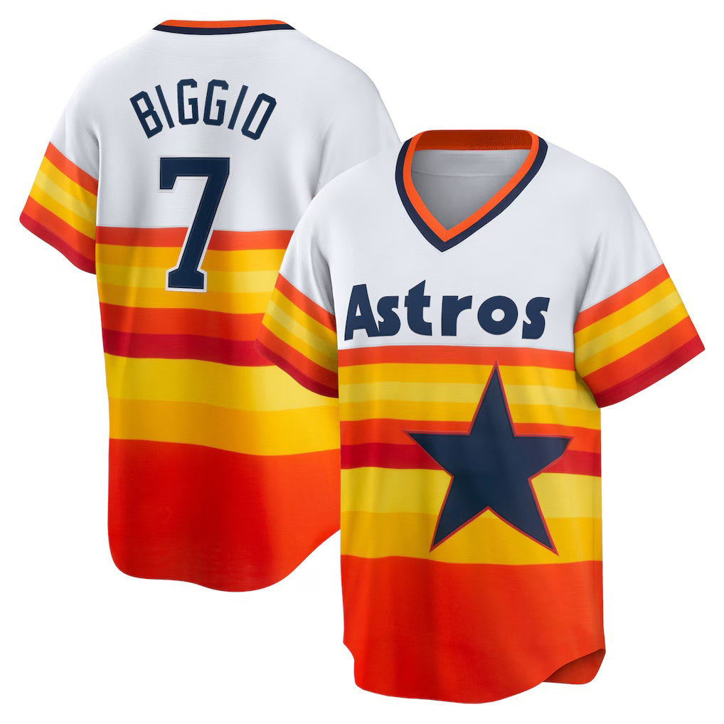 Houston Astros #7 Craig Biggio White Home Cooperstown Collection Player Baseball Jersey