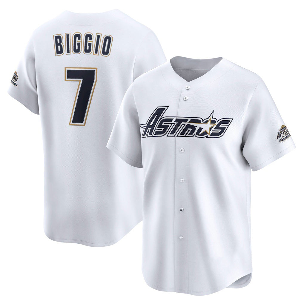 Houston Astros #7 Craig Biggio White Throwback Cooperstown Collection Limited Baseball Jersey