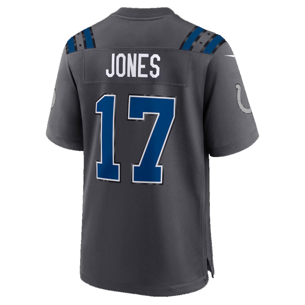 IN.Colts #17 Daniel Jones Anthracite 2026 Rivalries Collection Game Football Stitched Jersey
