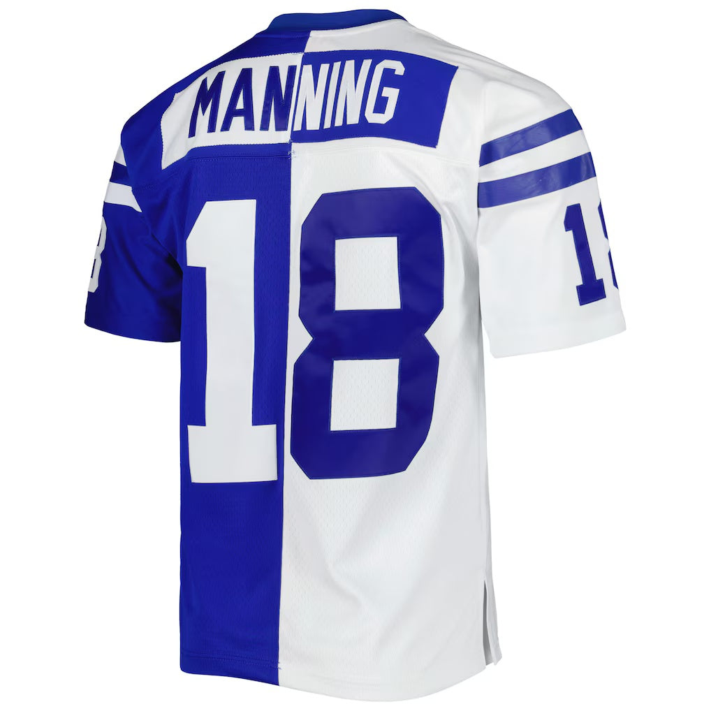 IN.Colts #18 Peyton Manning Mitchell & Ness Royal-White Split Legacy Replica Football Stitched Jersey