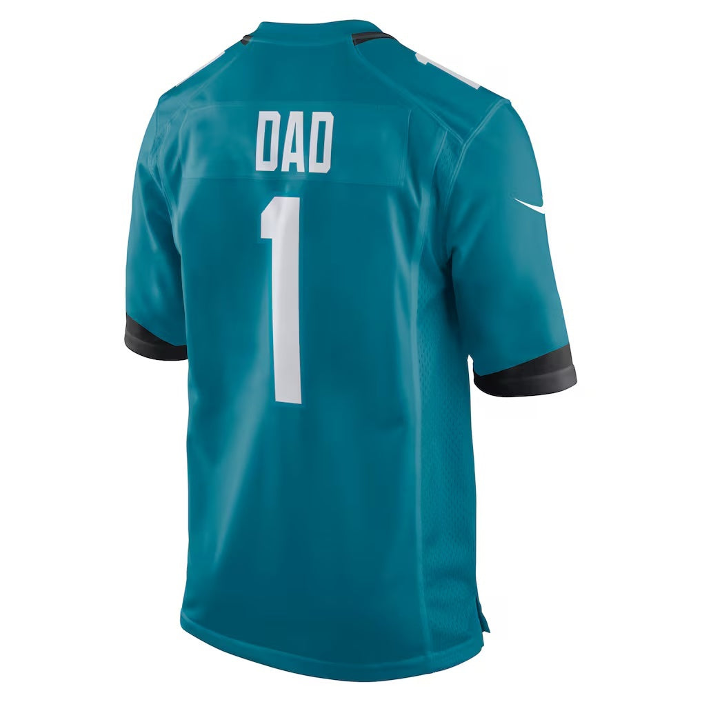 J.Jaguars Number #1 Dad Teal Game Jersey