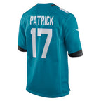 J.Jaguars #17 Tim Patrick Teal Team Game Jersey