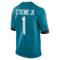 J.Jaguars #1 Travis Etienne Teal Game Jersey