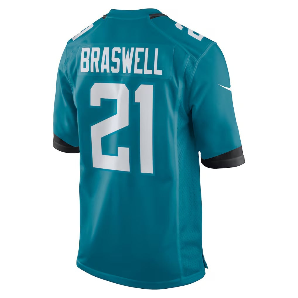 J.Jaguars #21 Christian Braswell Teal Team Game Jersey