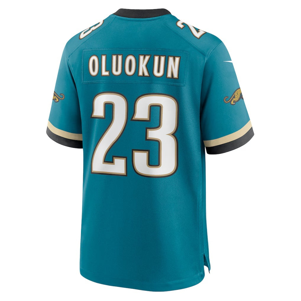 J.Jaguars #23 Foye Oluokun Teal Prowler Throwback Player Game Football Jersey Marou
