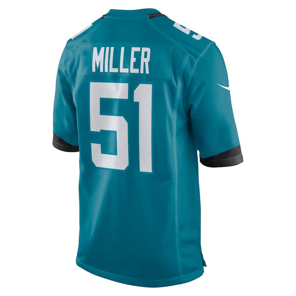 J.Jaguars #51 Ventrell Miller Teal Game Jersey