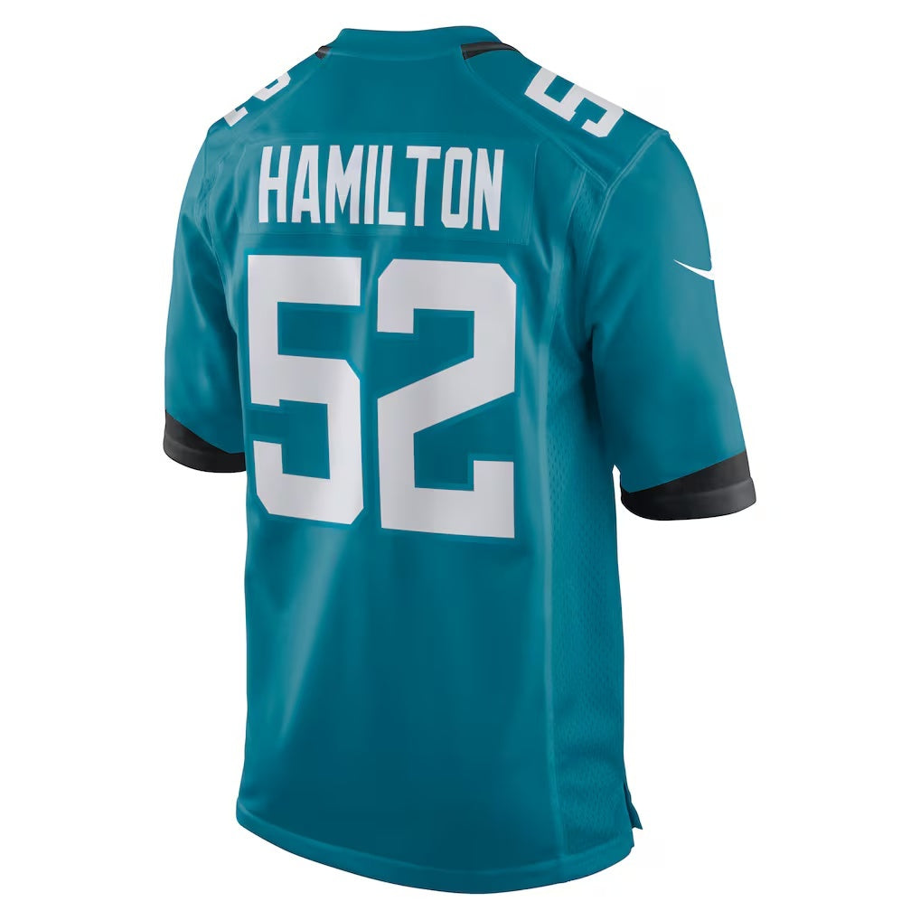 J.Jaguars #52 DaVon Hamilton Teal Game Jersey
