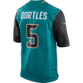 J.Jaguars #5 Blake Bortles Teal Alternate Game Jersey
