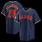 Japan Baseball #25 Kazuma Okamoto 2026 World Baseball Classic Road Stadium Baseball Jersey - Navy